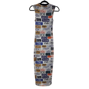 Urban Outfitters Jayden Mock Neck License Plate Back Slit Dress Size Small